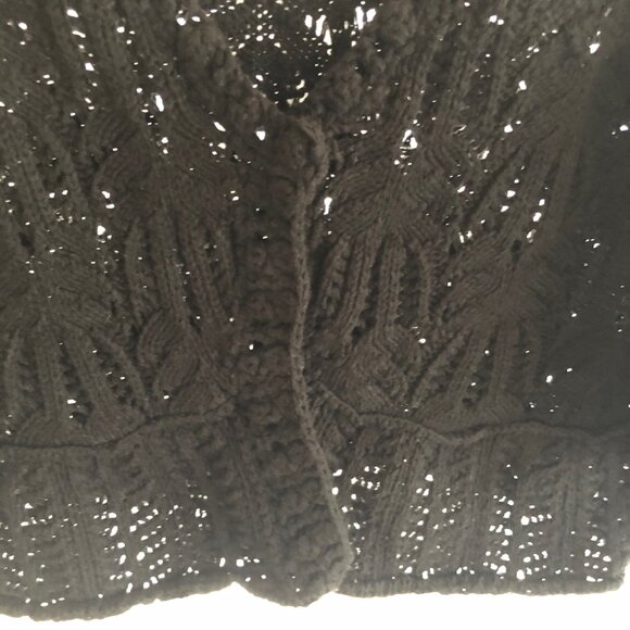 FREE PEOPLE ANTHROPOLOGIE OPEN STITCH OPEN-KNIT BLACK SWEATER SIZE M - Picture 5 of 7